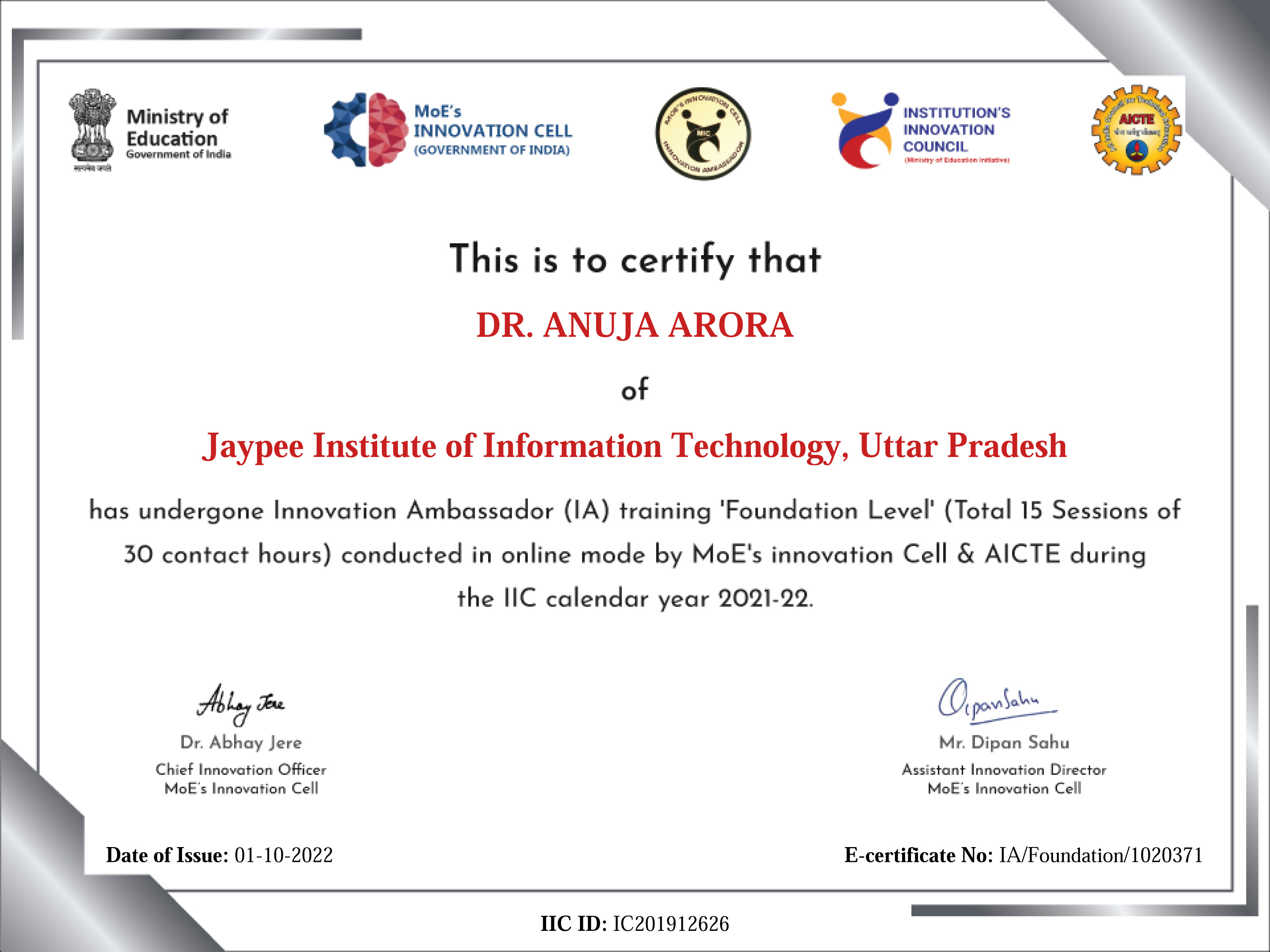 Online Courses Certification « Prof. (Dr.) Anuja Arora